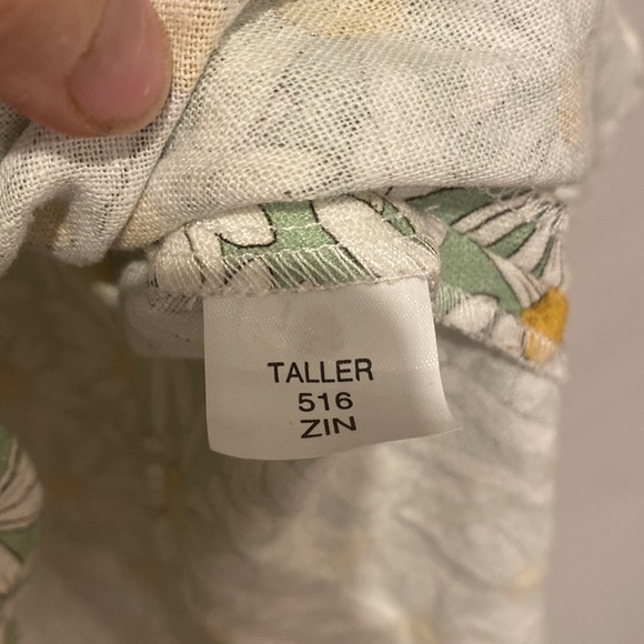 Zara Sunflower White Green Puff Sleeve Rouched Mini  Summer Dress - Picture 5 of 6